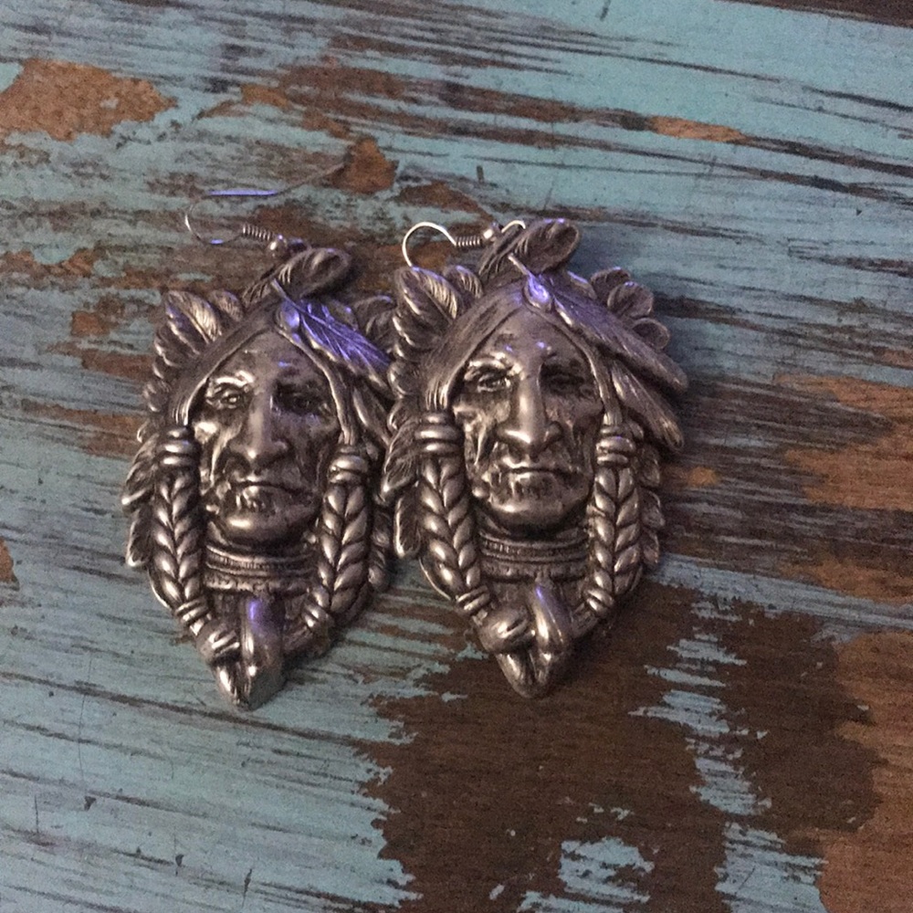 Chief Indian head earrings